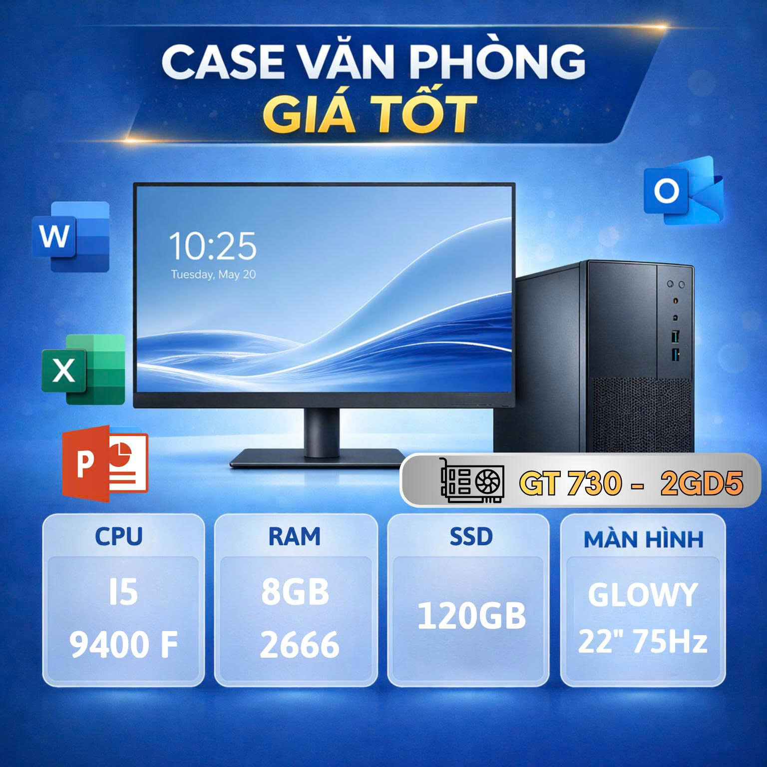 PC Văn Phòng Core I5 | RAM 8GB | SSD 120GB | MÀN HÌNH 22 INCH Bảo Hành 24 Tháng