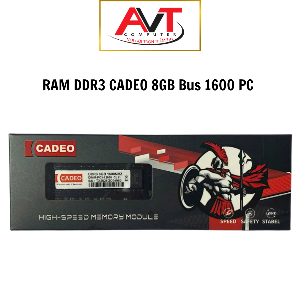 Ram PC CADEO DDR3 8GB Bus 1600Mhz hàng bảo hành chính hãng 36 tháng