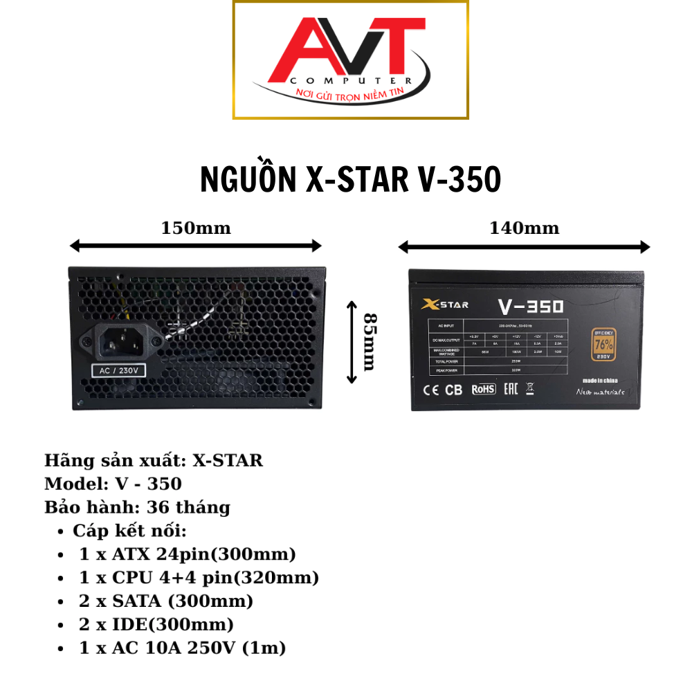NGUỒN MÁY TÍNH XSTAR V-350 (350W)