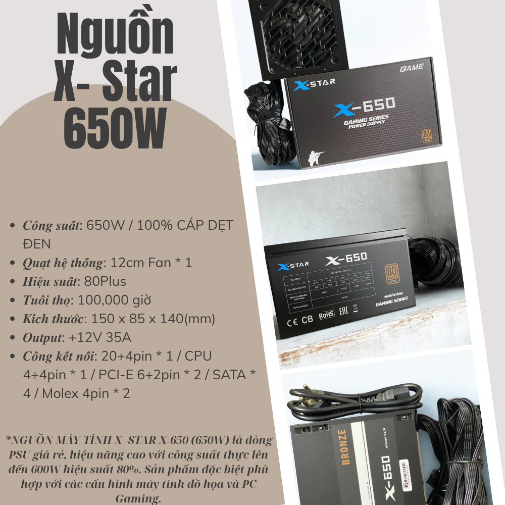 NGUỒN MÁY TÍNH XSTAR X-650 (650W-230V)