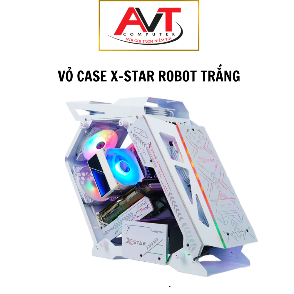 Vỏ Case Máy Tính Robot Xstar Sẵn 3 Fan Led RGB Trắng