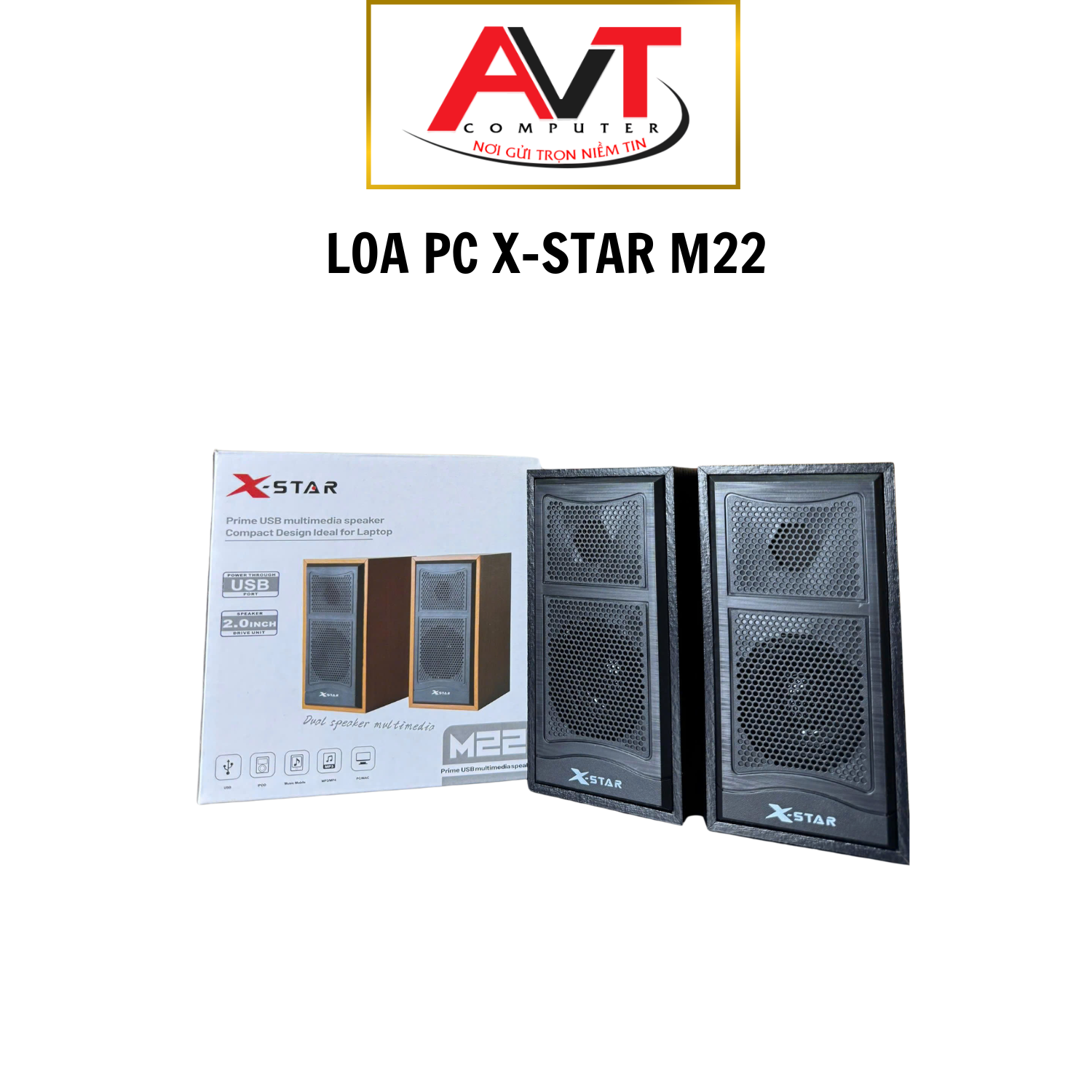 Loa loa vi tính 2.0 mini XSTAR M22 ,Vỏ Gỗ, Âm thanh hay, có chỉnh âm lượng-Dùng cho PC,Laptop