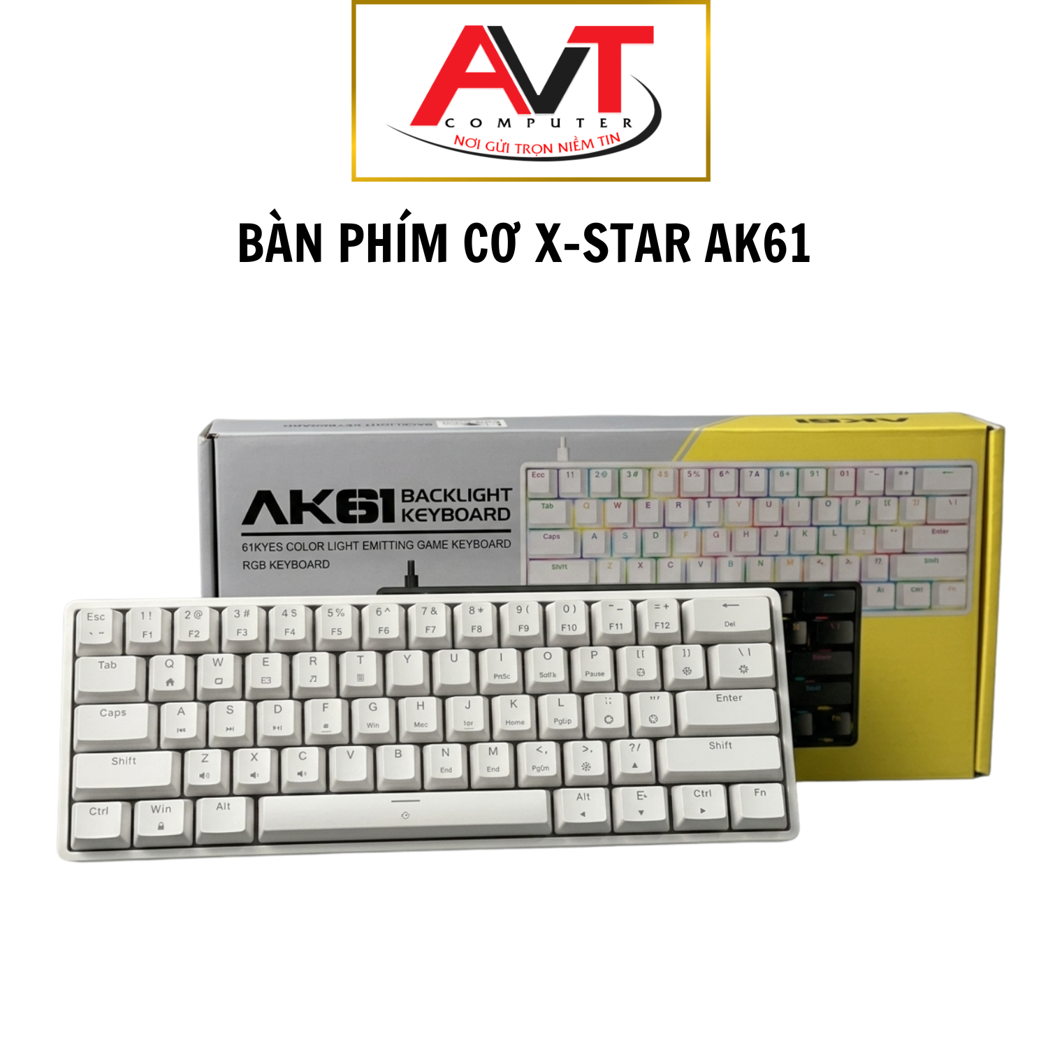 Bàn Phím Cơ Xstar AK61 Red Switch Gõ Cực Êm Kết nối Type C thiết kế nhỏ gọn - Bảo Hành 12 Tháng