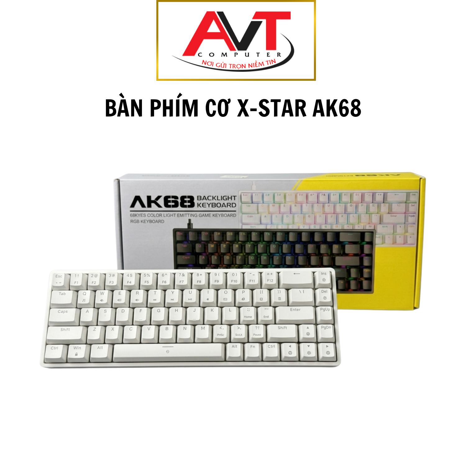 Bàn Phím Cơ Xstar AK68 Red Switch Gõ Cực Êm Kết nối Type C - Bảo Hành 12 Tháng