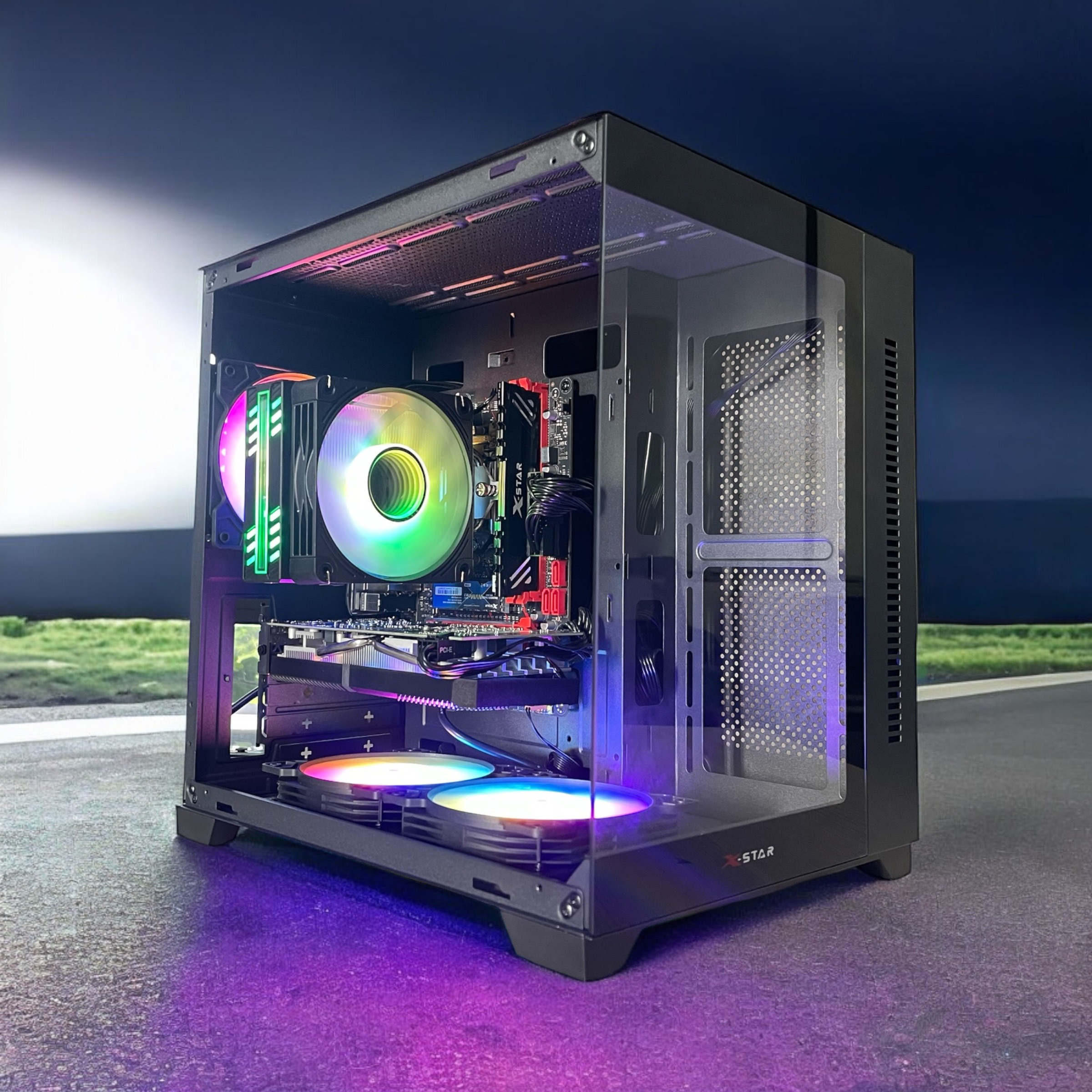 Vỏ case bể cá Xstar sea view 2 mặt kính(mATX/Mid Tower/Black) chưa bao gồm fan