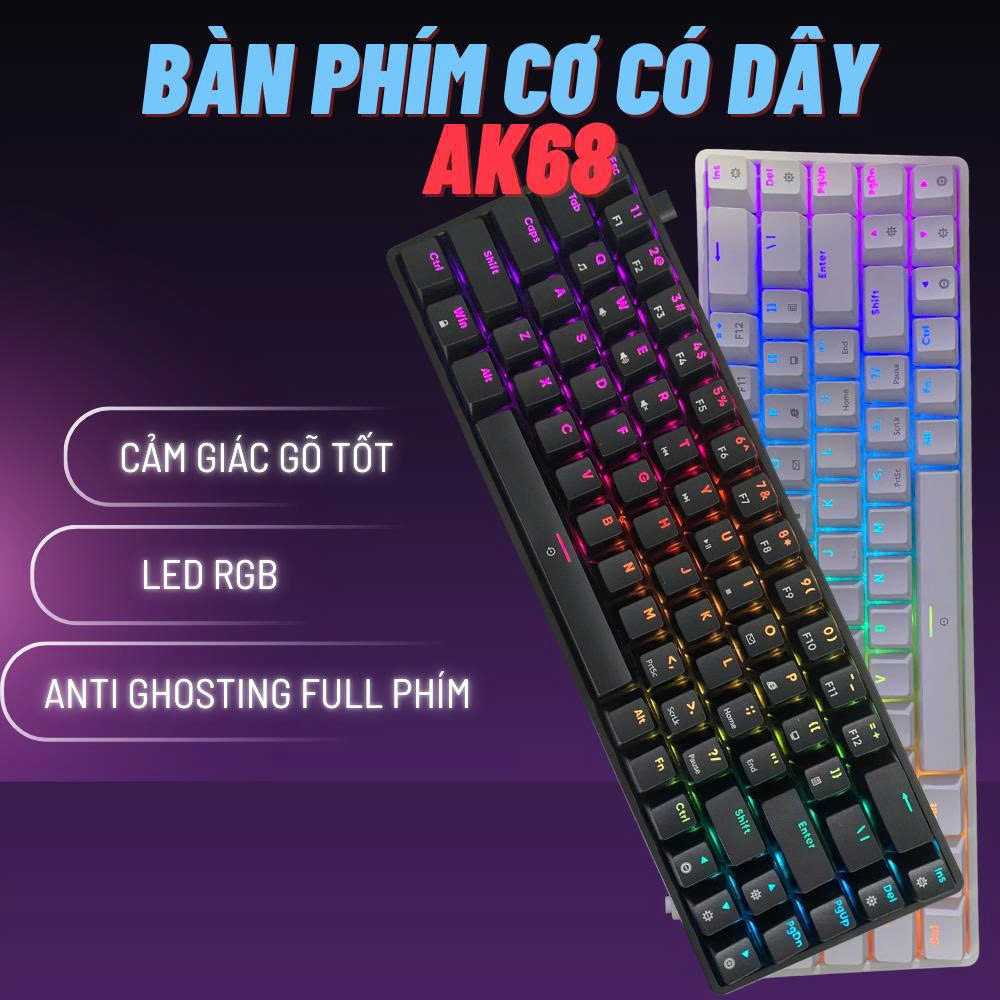 Bàn Phím Cơ Xstar AK68 Red Switch Gõ Cực Êm Kết nối Type C - Bảo Hành 12 Tháng
