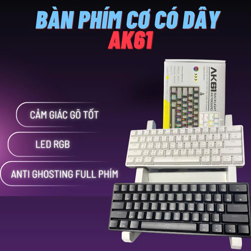 Bàn Phím Cơ Xstar AK61 Red Switch Gõ Cực Êm Kết nối Type C thiết kế nhỏ gọn - Bảo Hành 12 Tháng