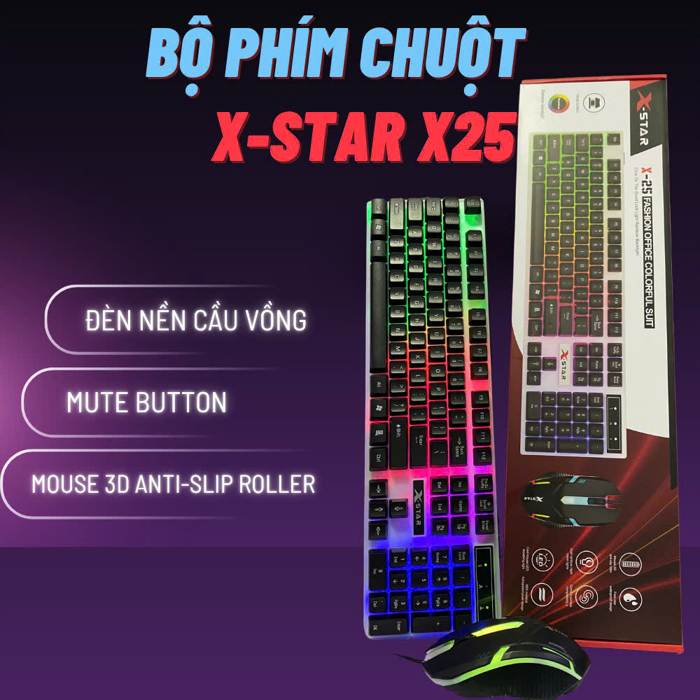 BỘ PHÍM CHUỘT XSTAR X25 Đen có LED