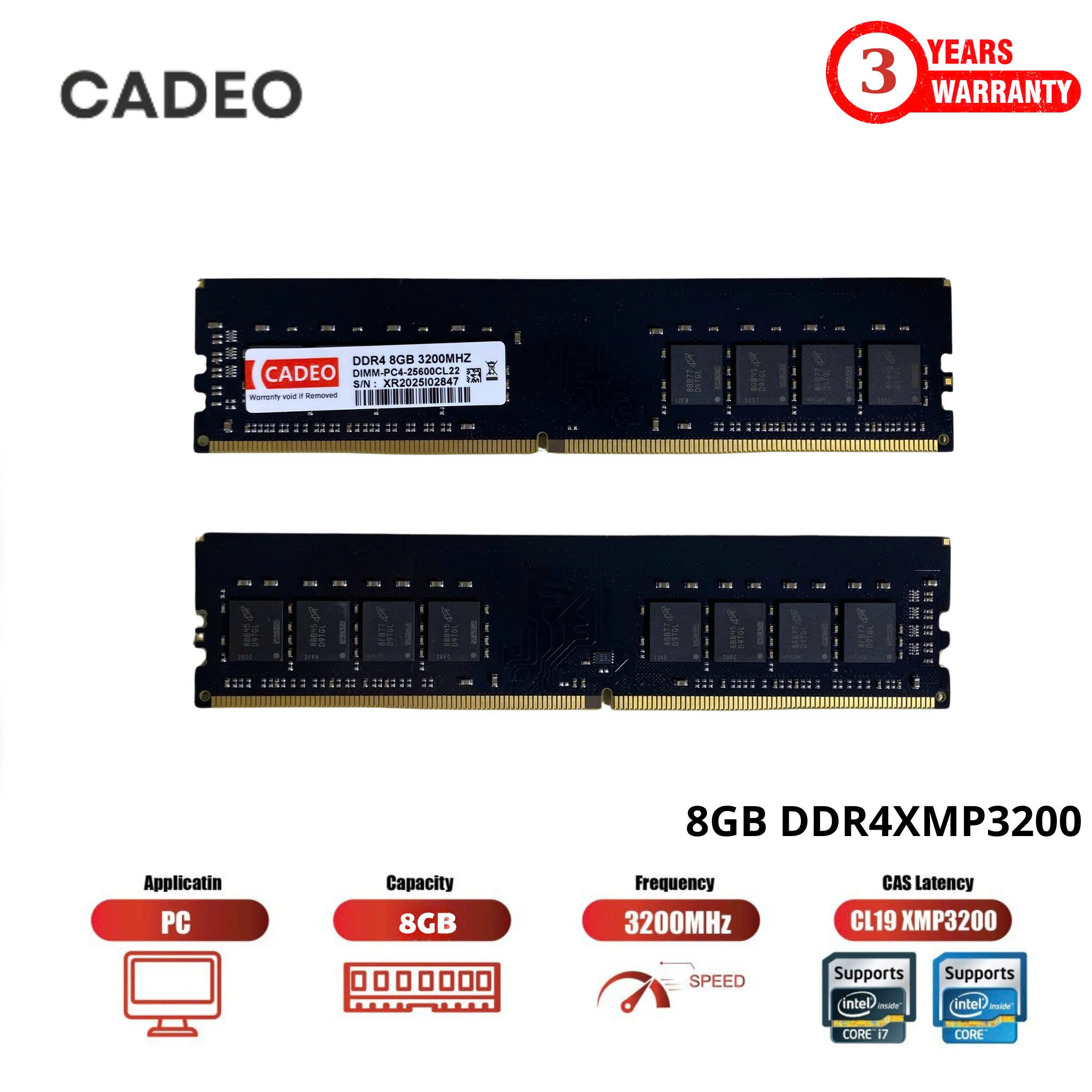 Ram PC CADEO DDR4 8GB  Bus 3200Mhz bảo hành chính hãng 36 tháng