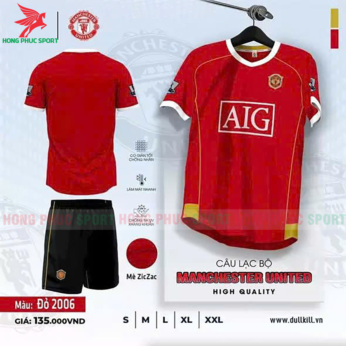 BỘ QUẦN ÁO BÓNG ĐÁ RETRO MANCHESTER UNITED 2006 - THUN LẠNH CAO CẤP