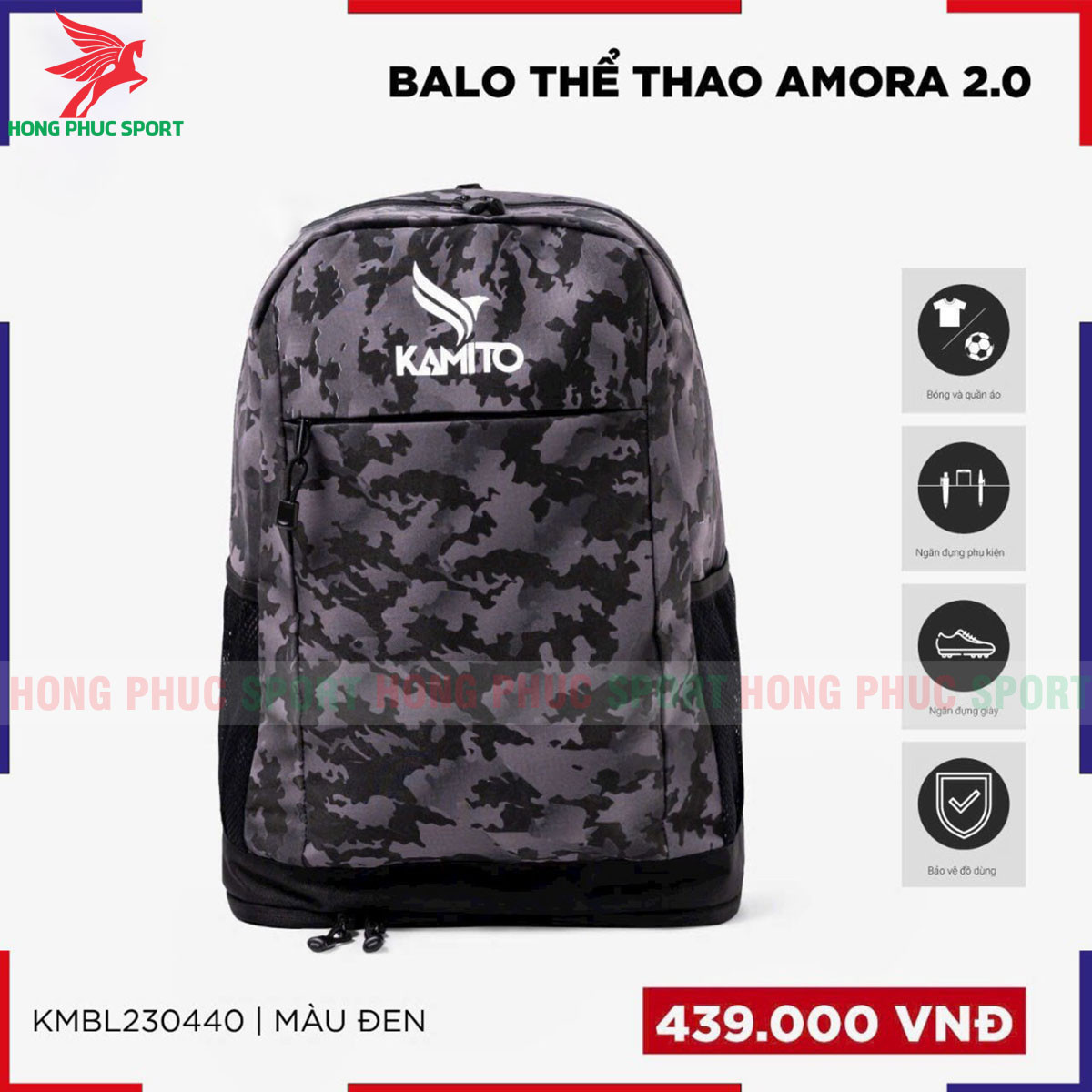 BALO THỂ THAO KAMITO AMORA 2.0 ĐEN