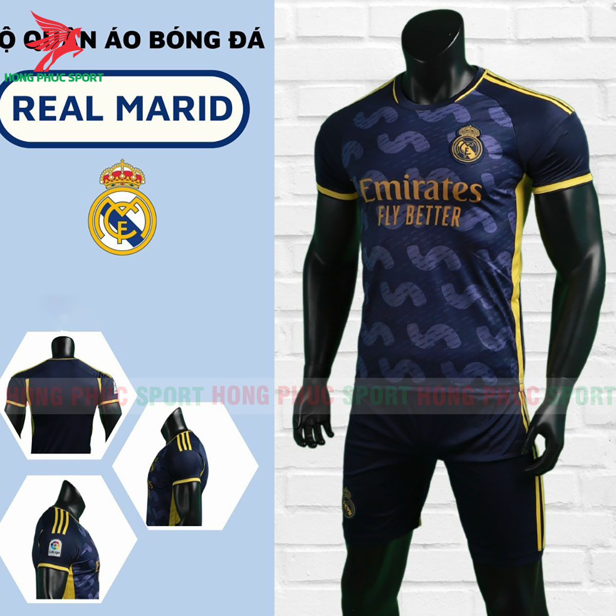BỘ QUẦN ÁO BÓNG ĐÁ REAL MADRID 2023 TÍM THAN – THUN LẠNH CAO CẤP