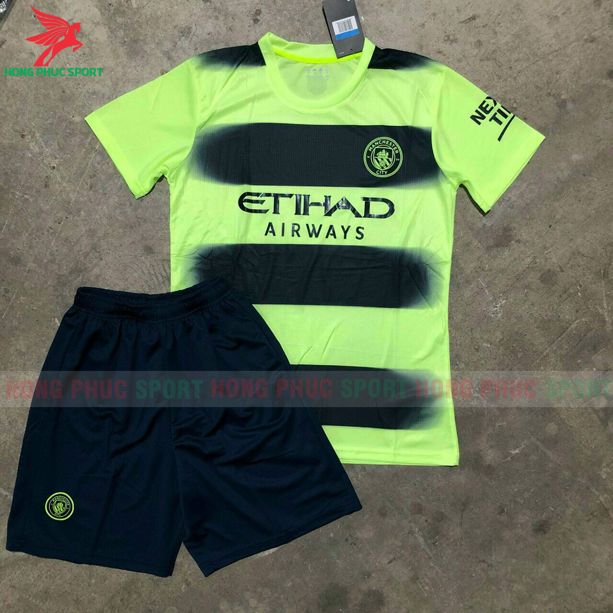 BỘ QUẦN ÁO BÓNG ĐÁ MANCHESTER CITY 2023 2024 XANH SỌC ĐEN - HÀNG THAILAND