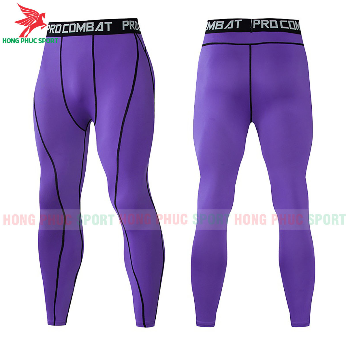 Quần Giữ Nhiệt Nam Legging Combat Dáng Dài Tím