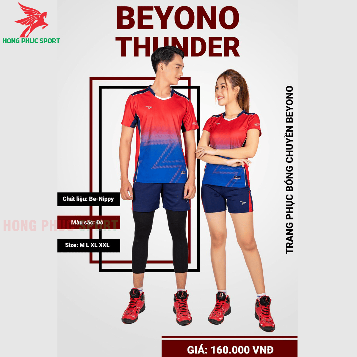 Quần áo bóng chuyền BEYONO Thunder màu đỏ