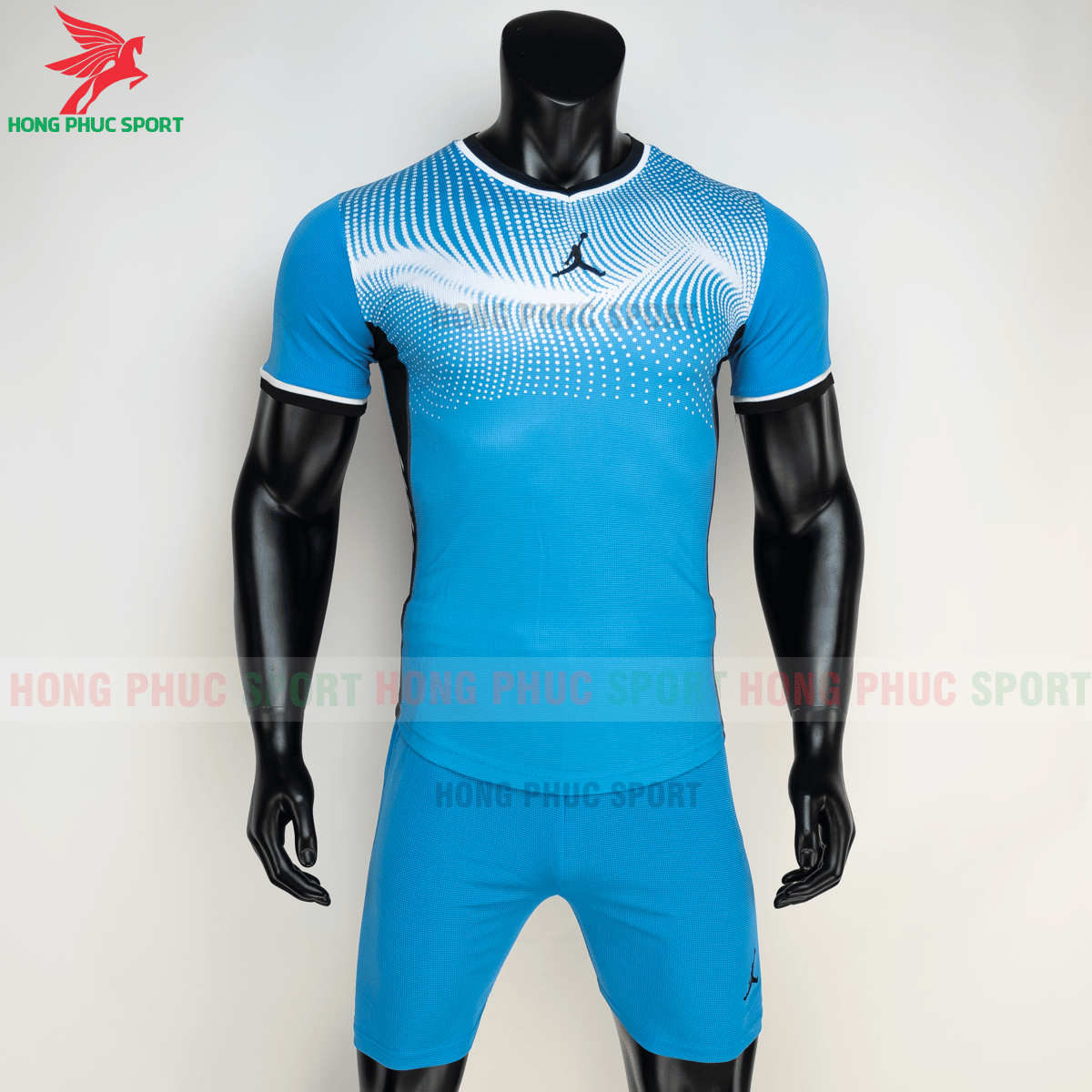 Áo đá banh không logo JORDAN WAVE 2021 màu Xanh da (trước)
