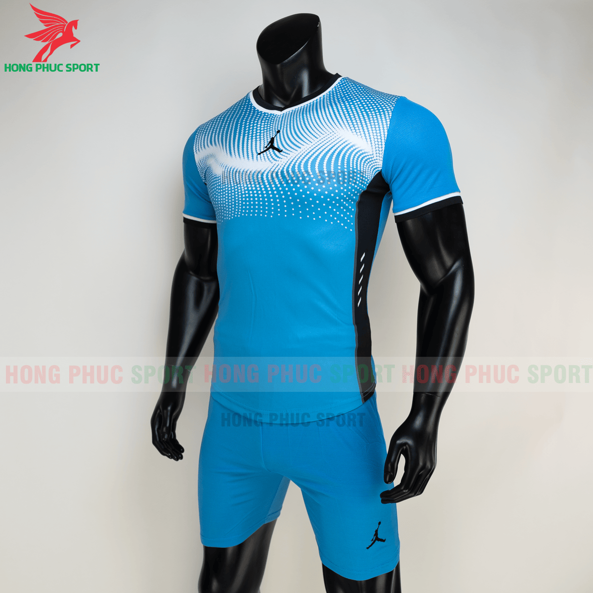 Áo đá banh không logo JORDAN WAVE 2021 màu Xanh da (trái)