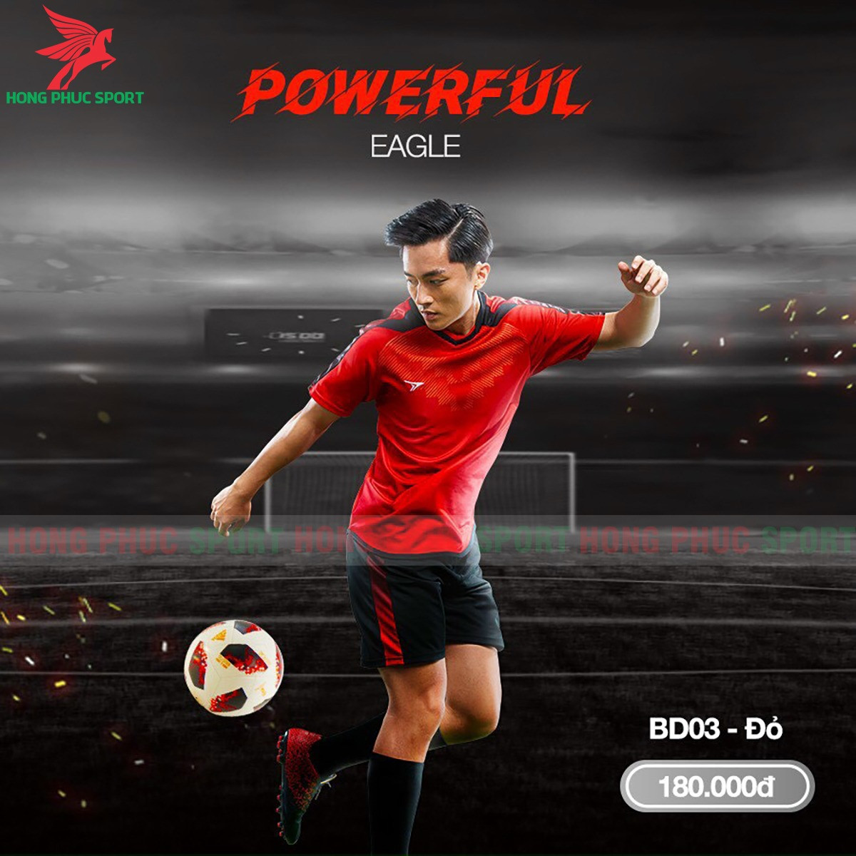 BỘ QUẦN ÁO BÓNG ĐÁ KHÔNG LOGO BEYONO POWERFUL ĐỎ - DỆT VIỆT NAM