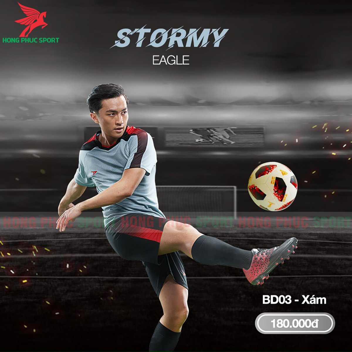 BỘ QUẦN ÁO BÓNG ĐÁ KHÔNG LOGO BEYONO EAGLE STORMY XÁM - DỆT VIỆT NAM