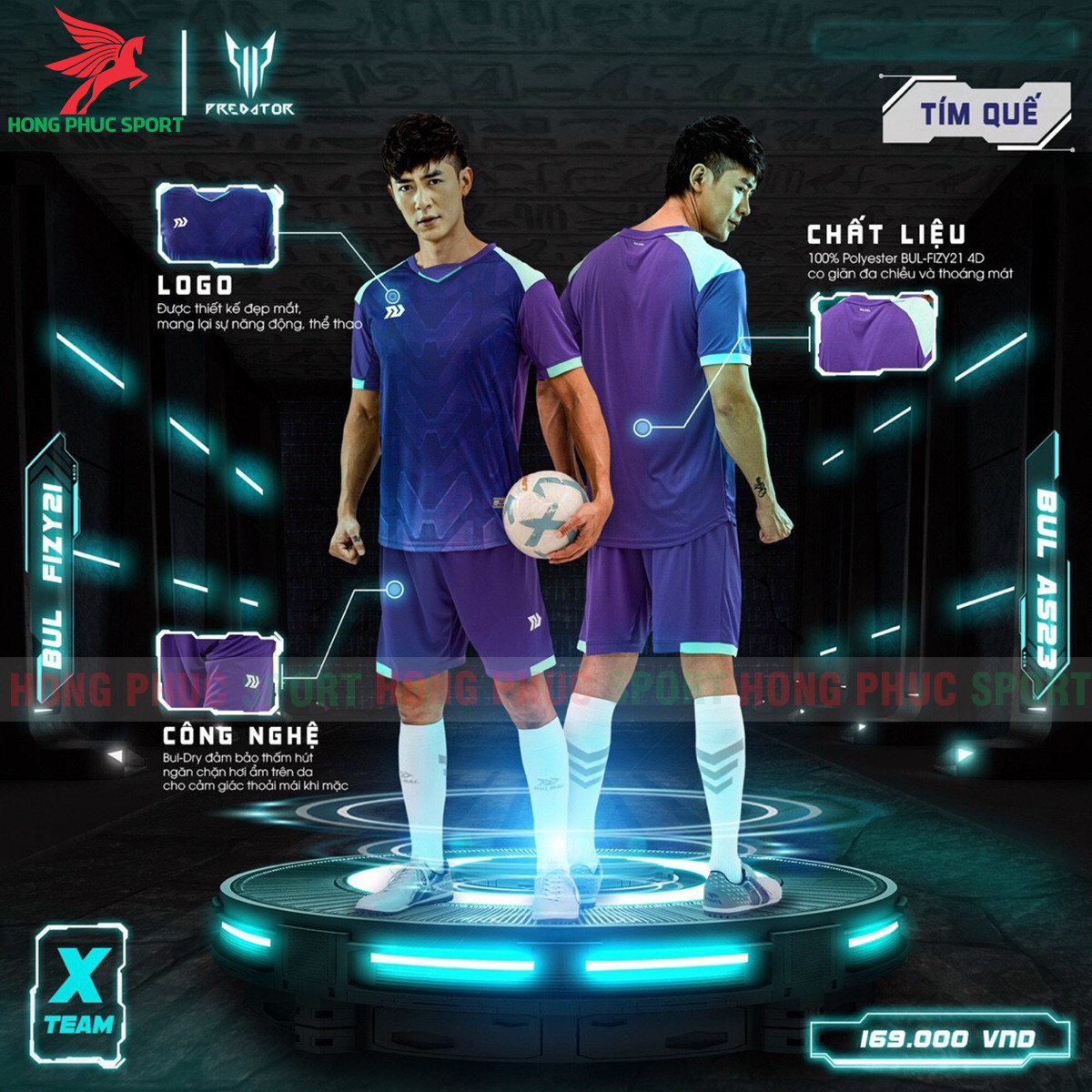 BỘ QUẦN ÁO ĐẤU KHÔNG LOGO BULBAL FIZY21 TÍM QUẾ - VẢI MÈ CAO CẤP