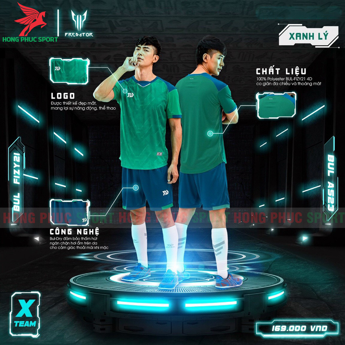 BỘ QUẦN ÁO ĐẤU KHÔNG LOGO BULBAL FIZY21 XANH LY - VẢI MÈ CAO CẤP