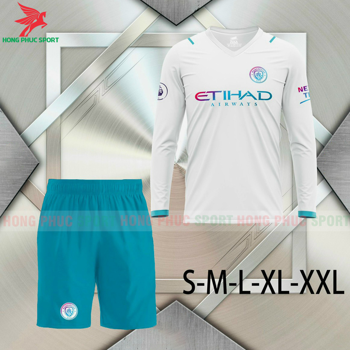 BỘ QUẦN ÁO ĐẤU DÀI TAY MAN CITY 2021 2022 SÂN KHÁCH – THUN LẠNH CAO CẤP