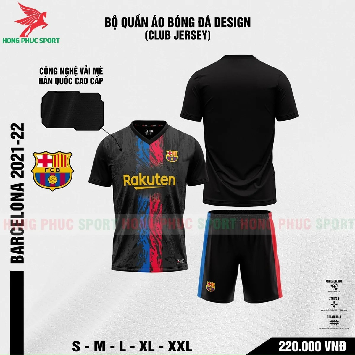 BỘ QUẦN ÁO BÓNG ĐÁ BARCELONA 2021 2022 PHIÊN BẢN FAN – VẢI MÈ LỤC GIÁC