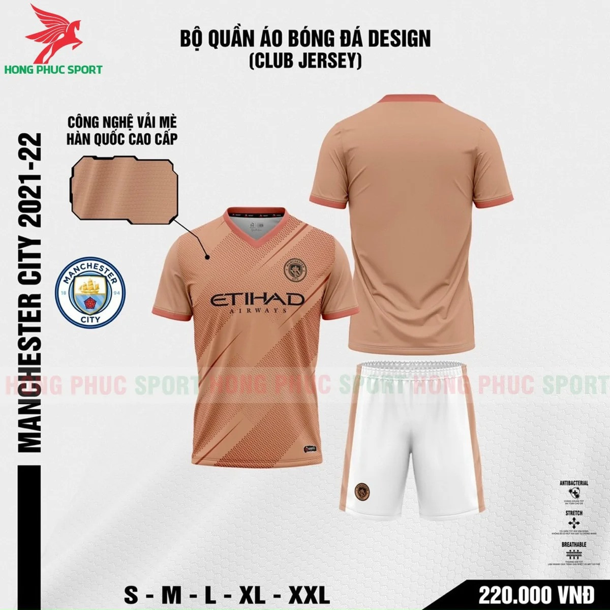 BỘ QUẦN ÁO BÓNG ĐÁ FAN CHELSEA 2022 NÂU SỮA – VẢI MÈ LỤC GIÁC