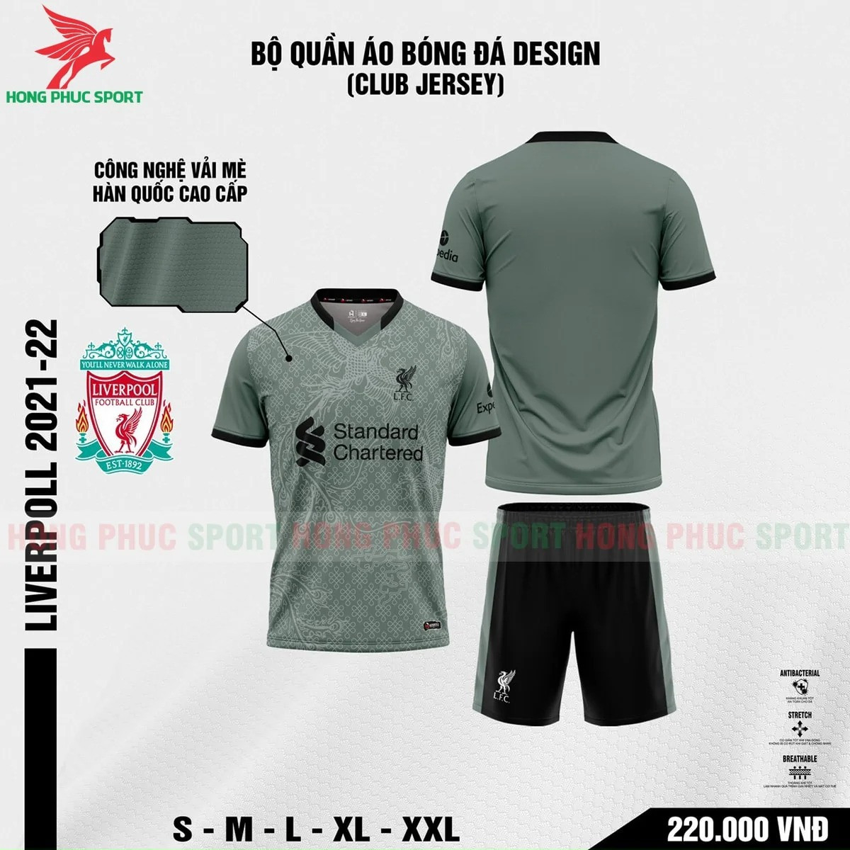 BỘ QUẦN ÁO BÓNG ĐÁ LIVERPOOL 2021 2022 PHIÊN BẢN FAN – VẢI MÈ LỤC GIÁC