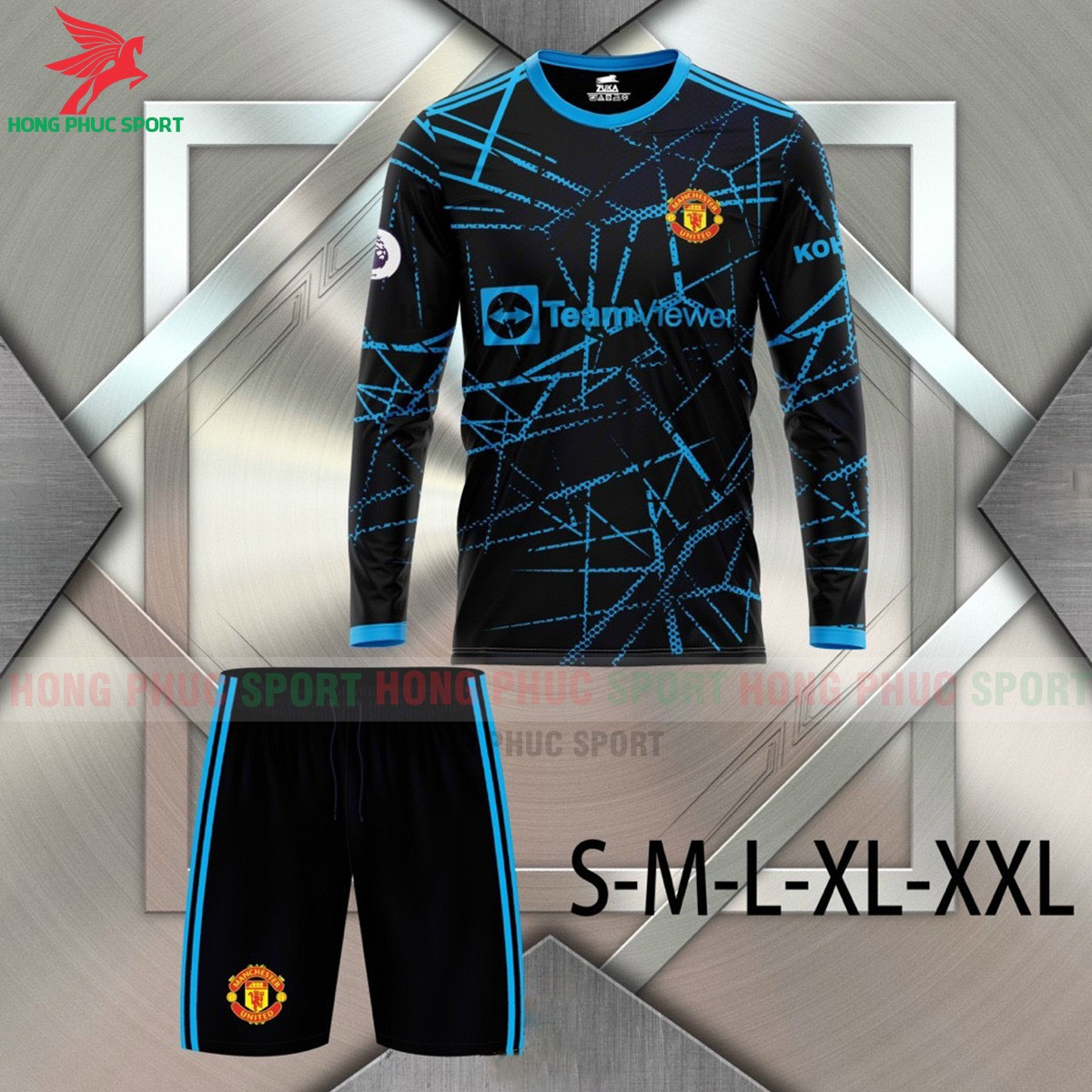 BỘ QUẦN ÁO DÀI TAY MANCHESTER UNITED 2021 2022 ĐEN - THUN LẠNH CAO CẤP