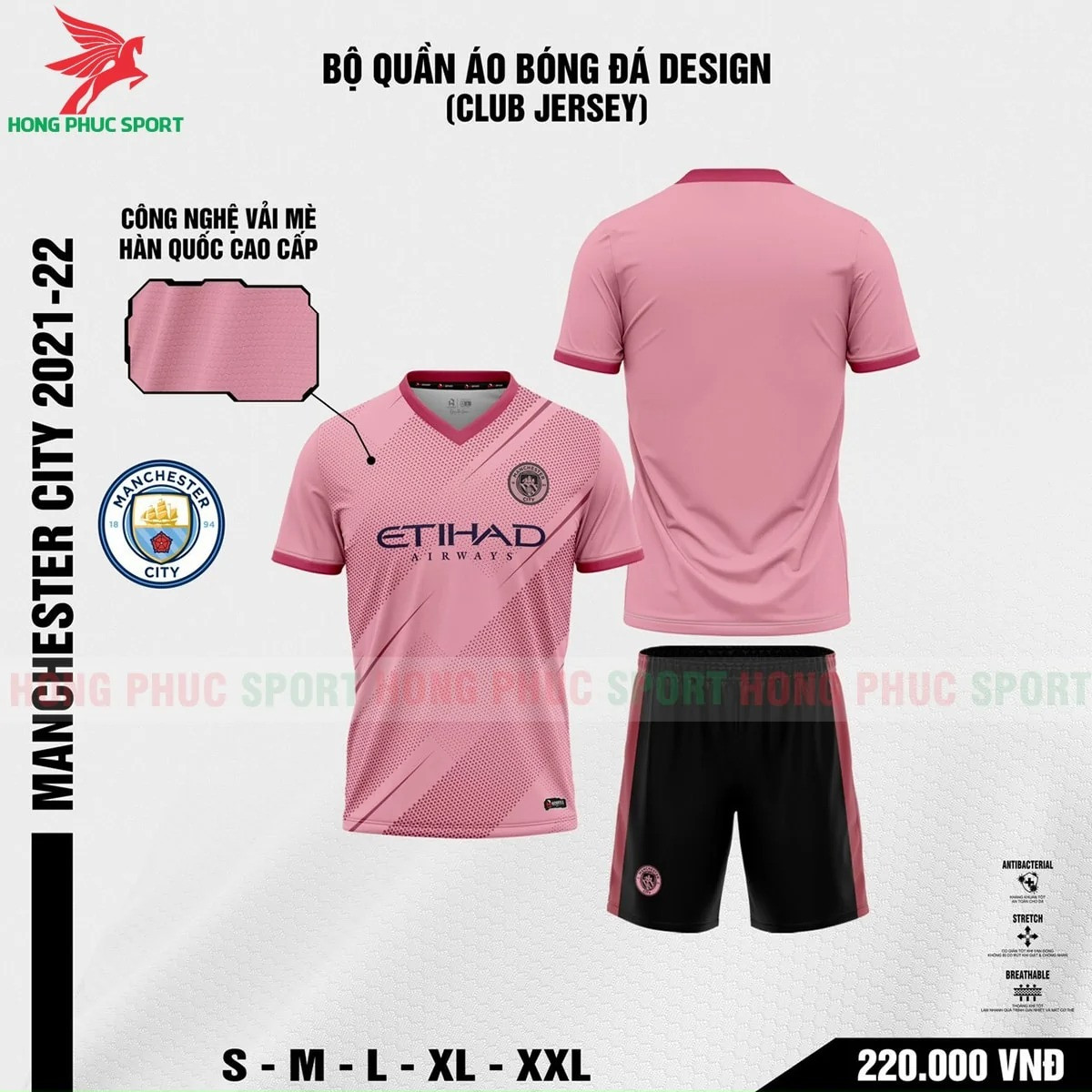 BỘ QUẦN ÁO BÓNG ĐÁ MANCITY 2021 2022 PHIÊN BẢN FAN – VẢI MÈ LỤC GIÁC