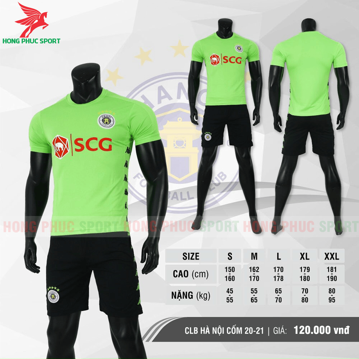 BỘ QUẦN ÁO ĐẤU CLB HÀ NỘI 2019 2020 MÀU XANH CHUỐI - THUN LẠNH CAO CẤP