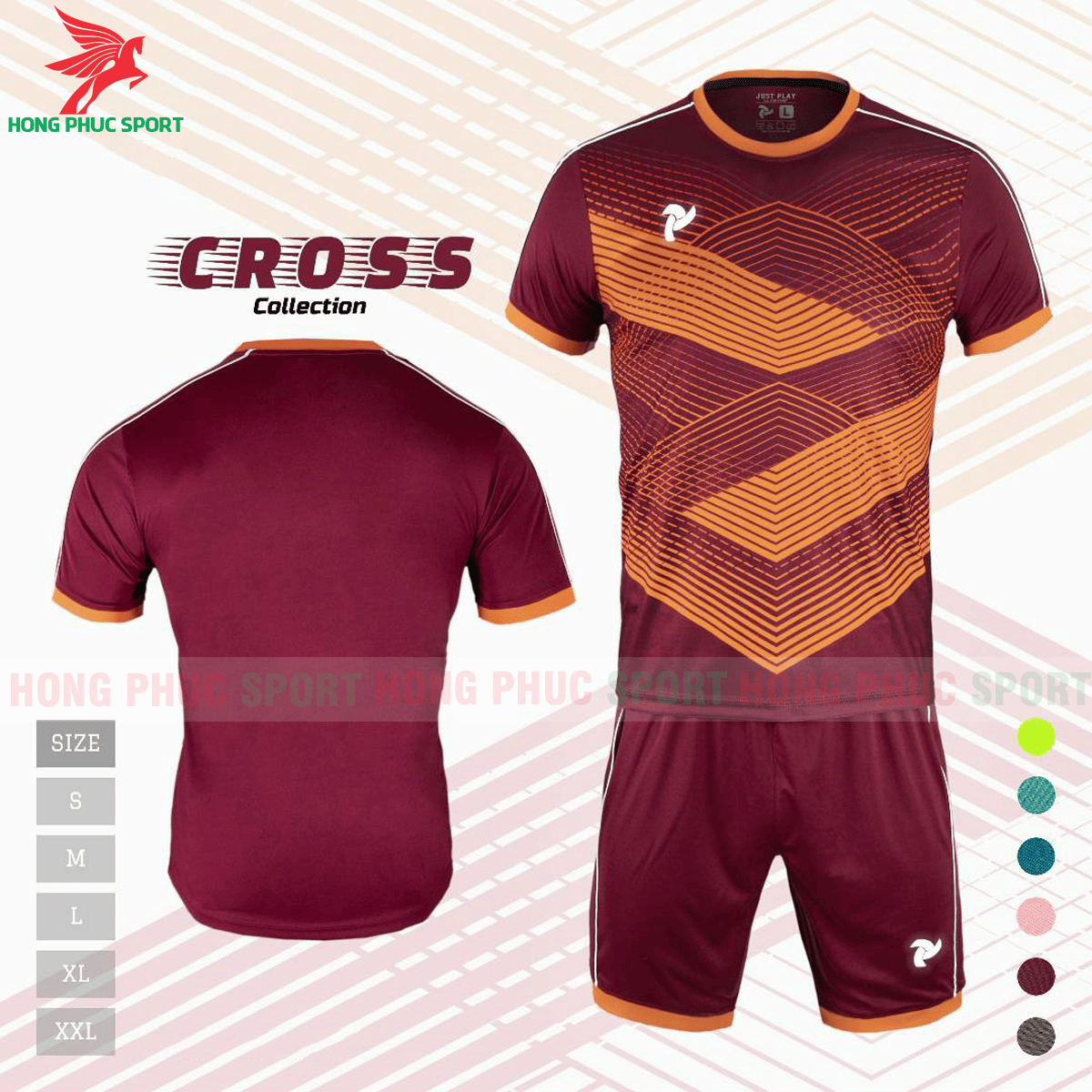 Áo đấu không logo Justplay Cross 2021 màu đỏ đô