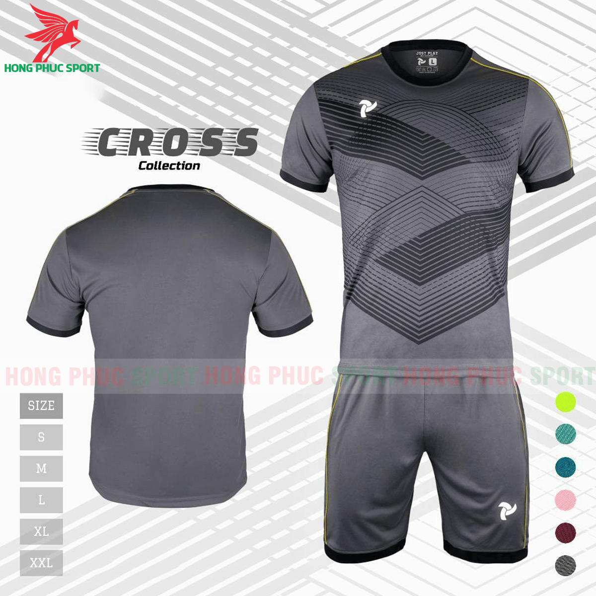 Áo đấu không logo Justplay Cross 2021 màu xám