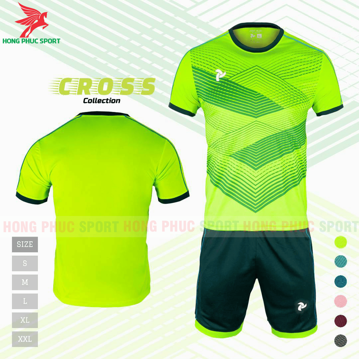 BỘ QUẦN ÁO ĐẤU KHÔNG LOGO JUSTPLAY CROSS MÀU XANH CHUỐI- THUN LẠNH CAO CẤP