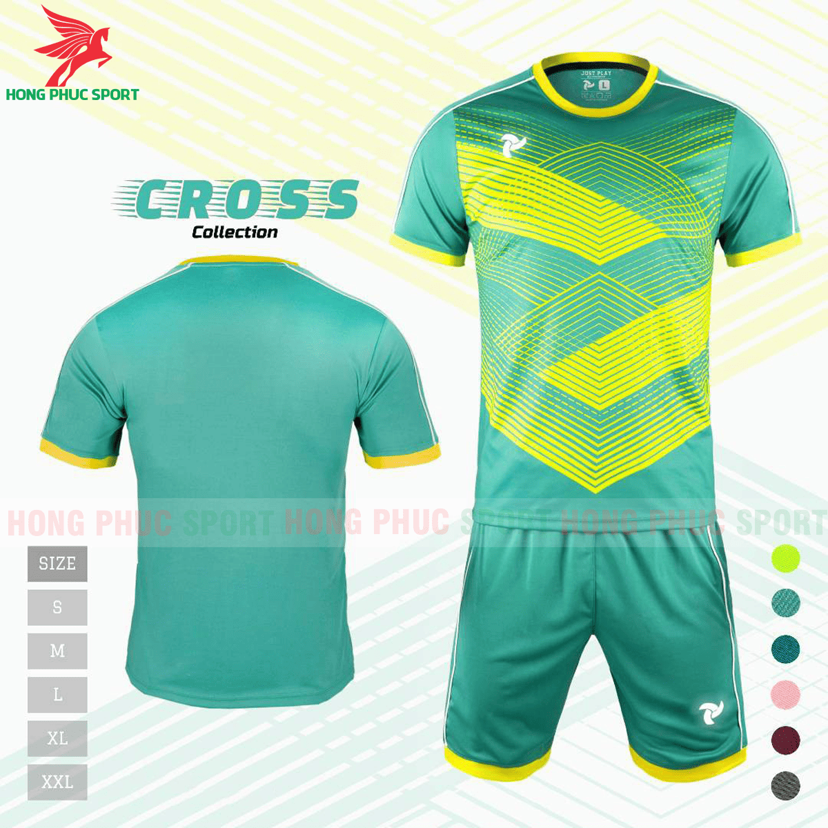 BỘ QUẦN ÁO ĐẤU KHÔNG LOGO JUSTPLAY CROSS MÀU XANH LÁ - THUN LẠNH CAO CẤP