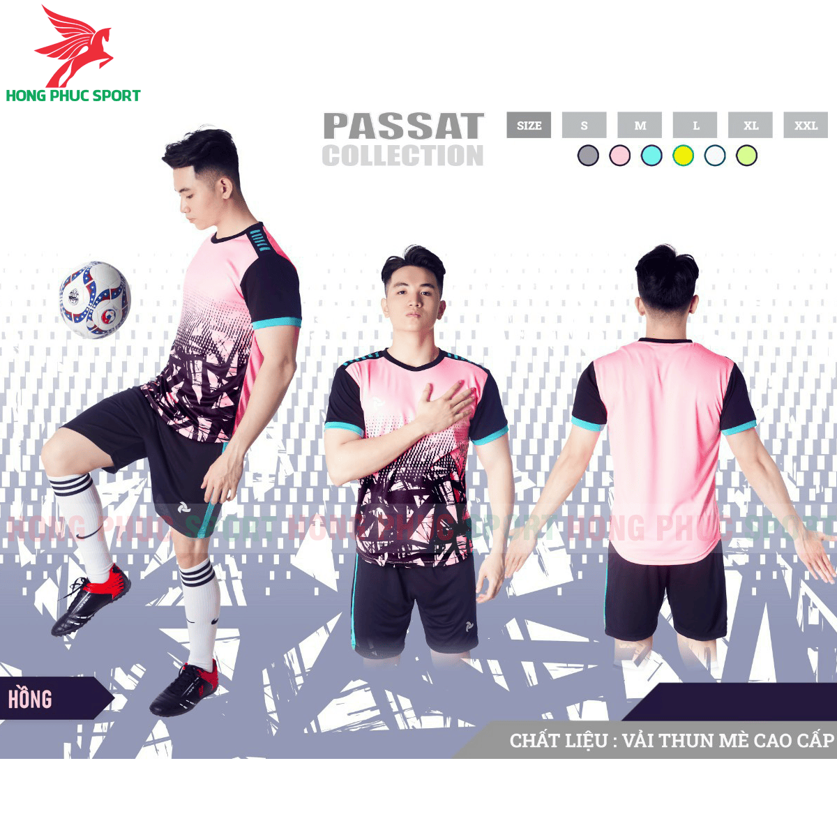 BỘ QUẦN ÁO ĐẤU KHÔNG LOGO JUSTPLAY PASSAT MÀU HỒNG - THUN MÈ CAO CẤP