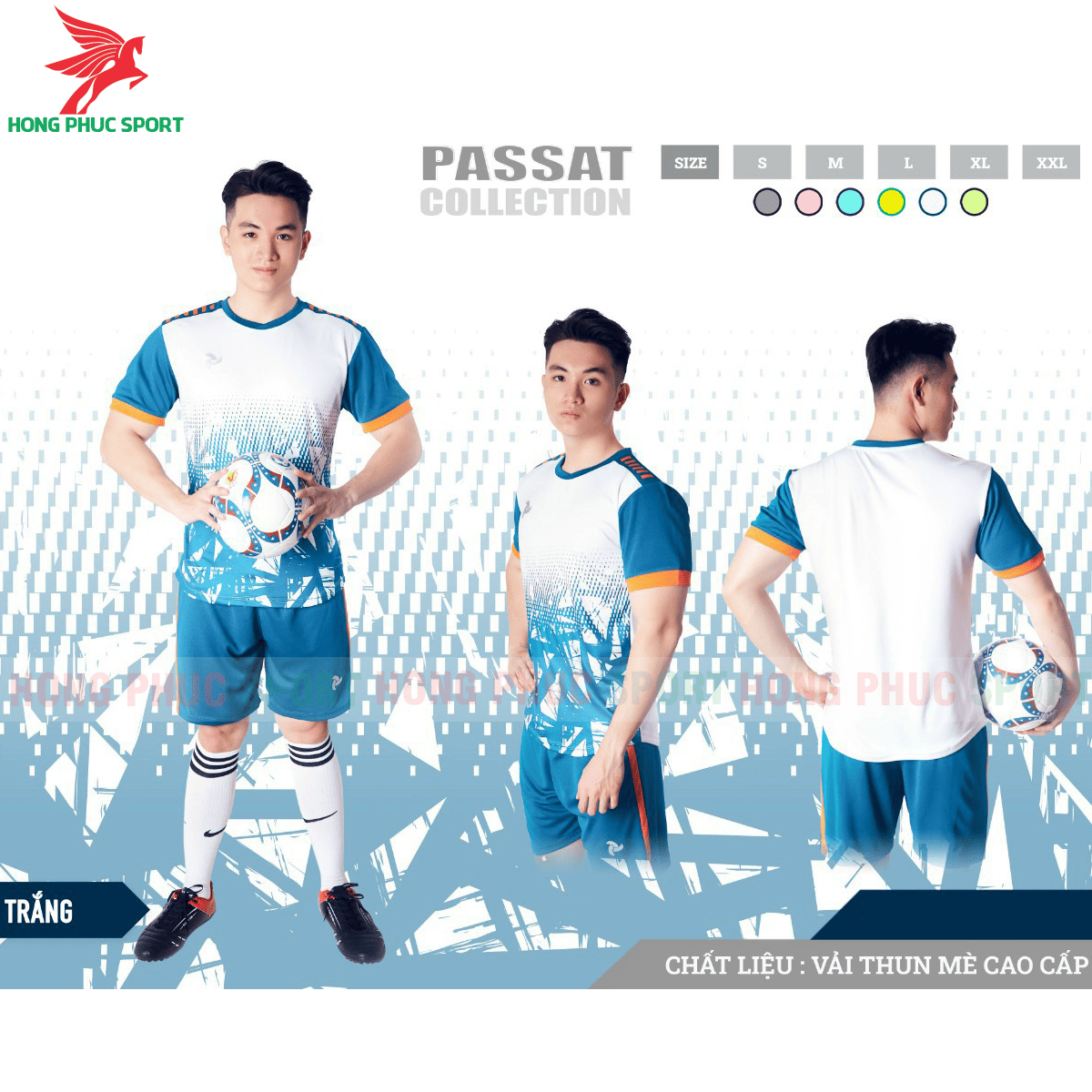 BỘ QUẦN ÁO ĐẤU KHÔNG LOGO JUSTPLAY PASSAT MÀU TRẮNG - THUN MÈ CAO CẤP