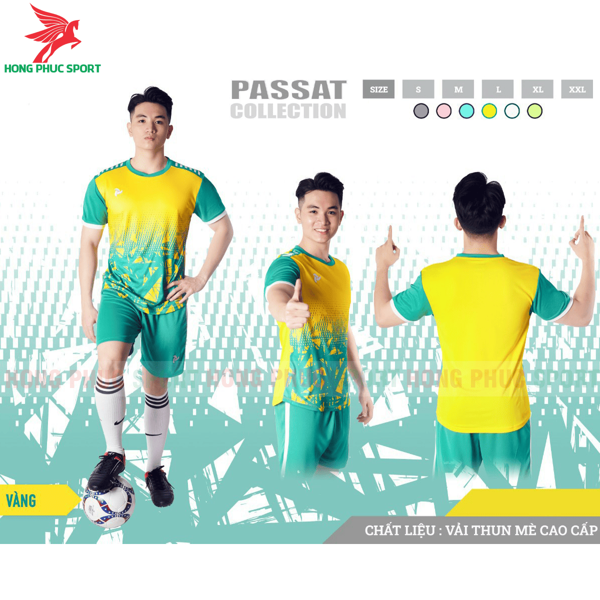 BỘ QUẦN ÁO ĐẤU KHÔNG LOGO JUSTPLAY PASSAT MÀU VÀNG - THUN MÈ CAO CẤP