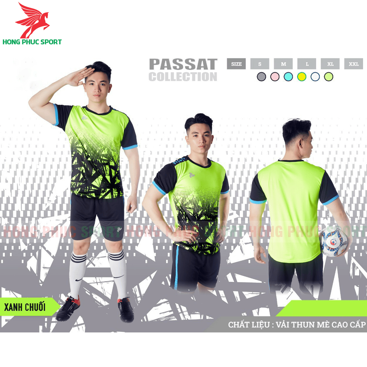 BỘ QUẦN ÁO ĐẤU KHÔNG LOGO JUSTPLAY PASSAT MÀU XANH CHUỐI - THUN MÈ CAO CẤP