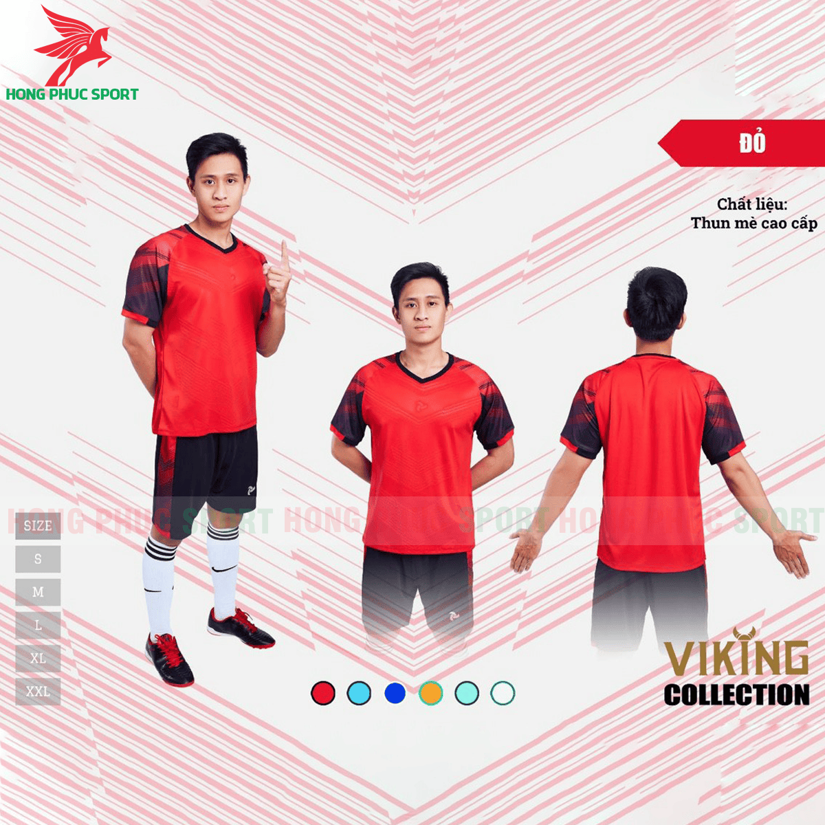 BỘ QUẦN ÁO ĐẤU KHÔNG LOGO JUSTPLAY VIKING MÀU ĐỎ - THUN MÈ CAO CẤP