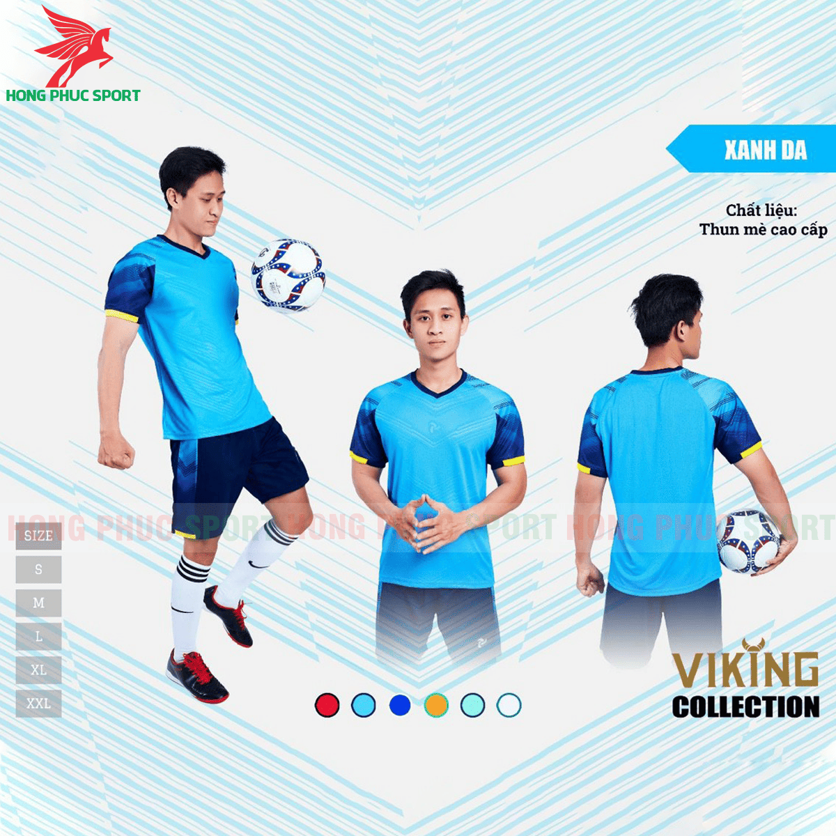 BỘ QUẦN ÁO ĐẤU KHÔNG LOGO JUSTPLAY VIKING MÀU XANH DA - THUN MÈ CAO CẤP