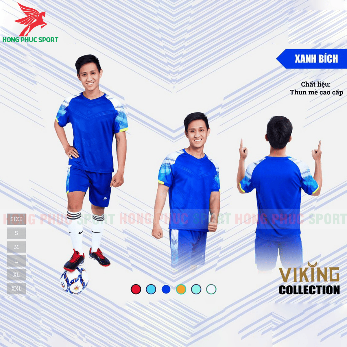 BỘ QUẦN ÁO ĐẤU KHÔNG LOGO JUSTPLAY VIKING MÀU XANH DƯƠNG - THUN MÈ CAO CẤP