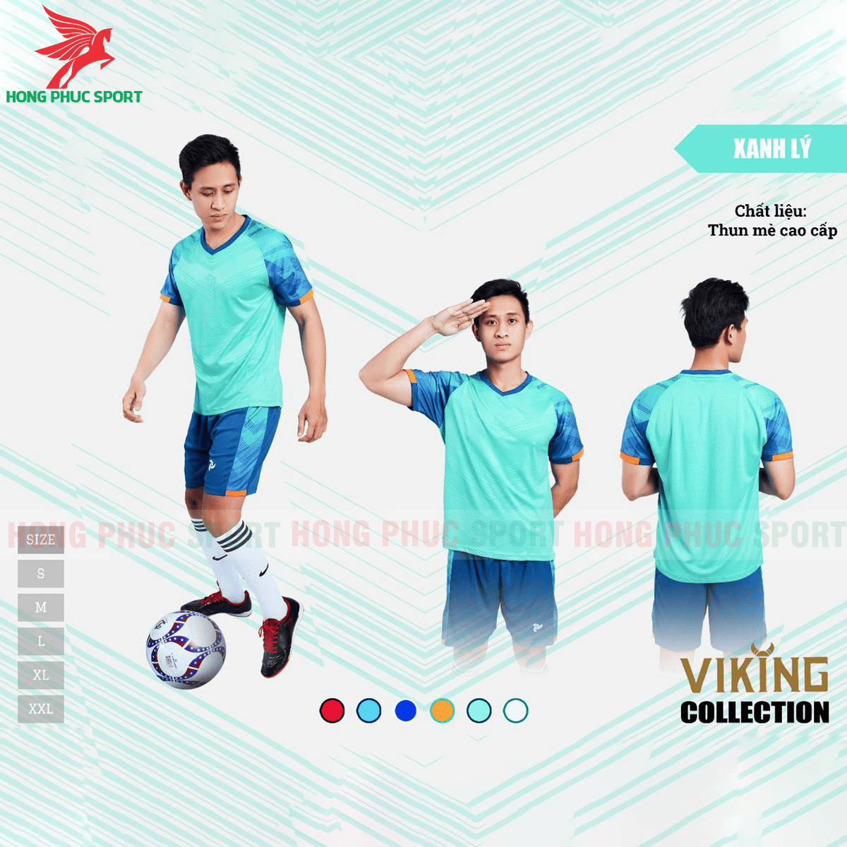 Áo đấu không logo Justplay Viking 2021 màu xanh ngọc