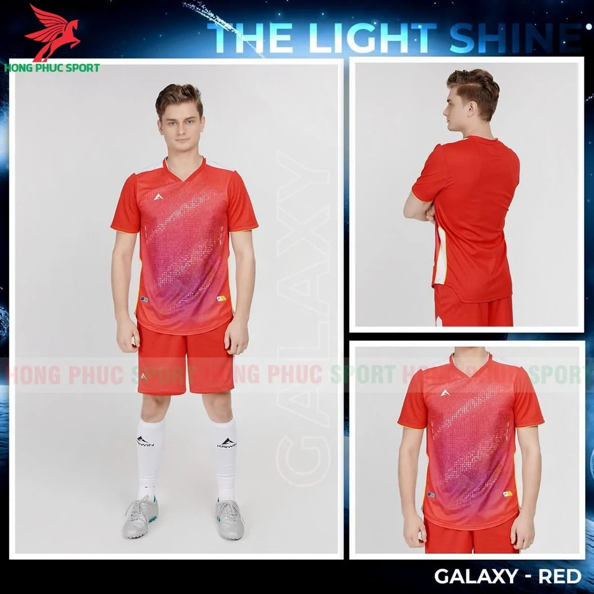 BỘ QUẦN ÁO BÓNG ĐÁ KHÔNG LOGO KAIWIN GALAXY ĐỎ – HÀNG VIỆT NAM