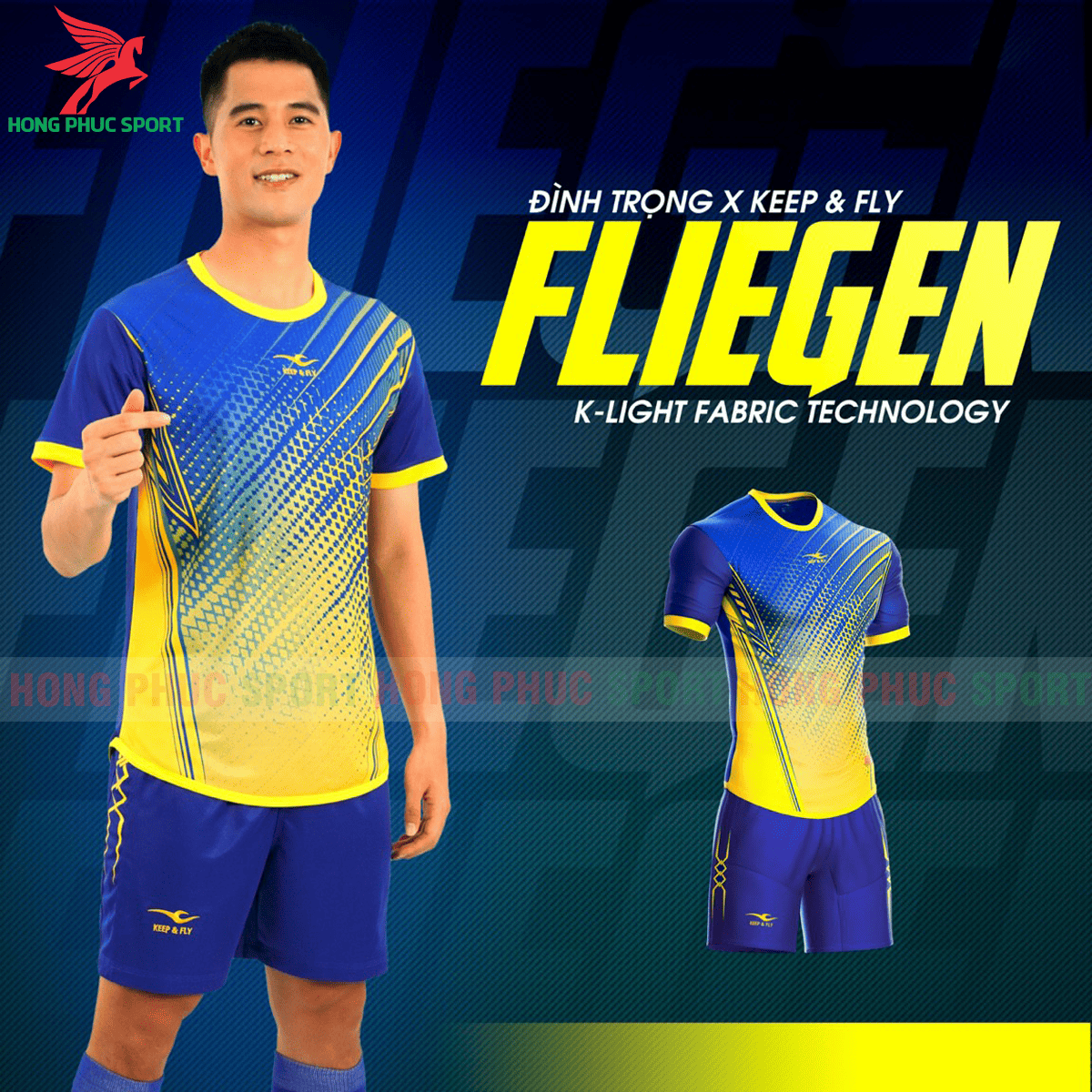 BỘ QUẦN ÁO ĐẤU KHÔNG LOGO KEEP AND FLY FLIEGEN MÀU XANH BÍCH – THUN LẠNH CAO CẤP