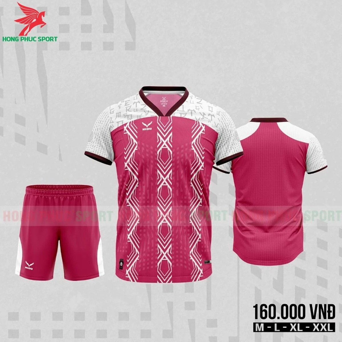 BỘ QUẦN ÁO BÓNG ĐÁ KHÔNG LOGO NIDU CAESAR HỒNG – HÀNG VIỆT NAM