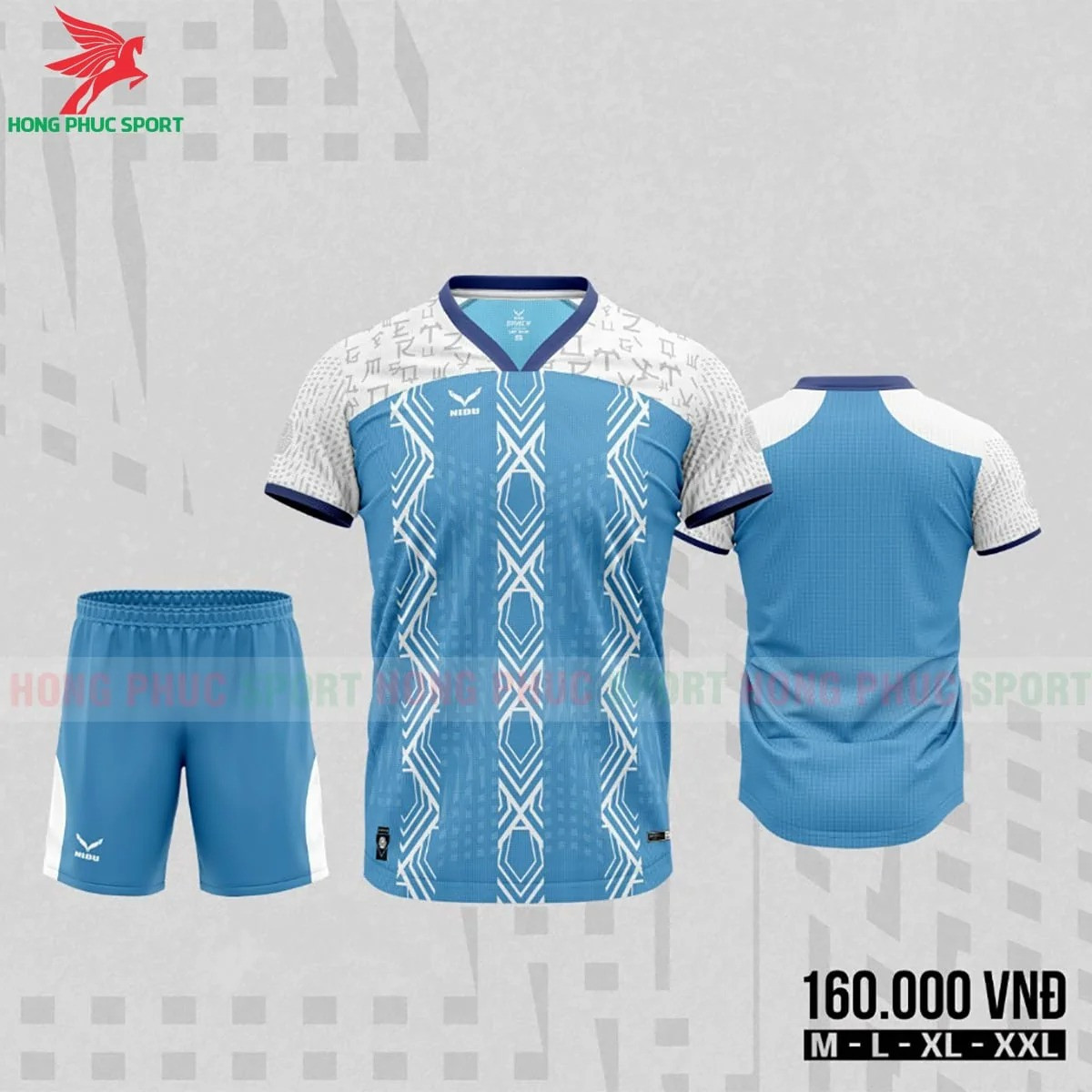BỘ QUẦN ÁO BÓNG ĐÁ KHÔNG LOGO NIDU CAESAR XANH DA TRỜI – HÀNG VIỆT NAM