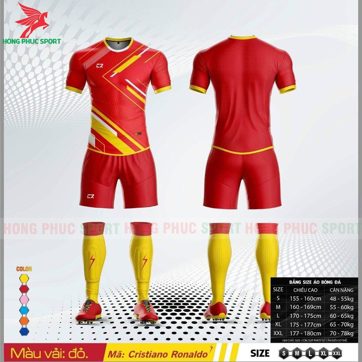 BỘ QUẦN ÁO ĐẤU KHÔNG LOGO CR SPORT ĐỎ - VẢI MÈ CAO CẤP