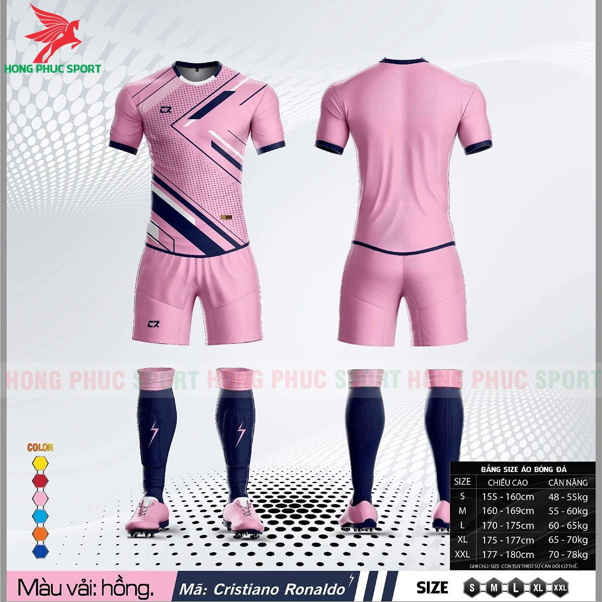 BỘ QUẦN ÁO ĐẤU KHÔNG LOGO CR SPORT HỒNG - VẢI MÈ CAO CẤP
